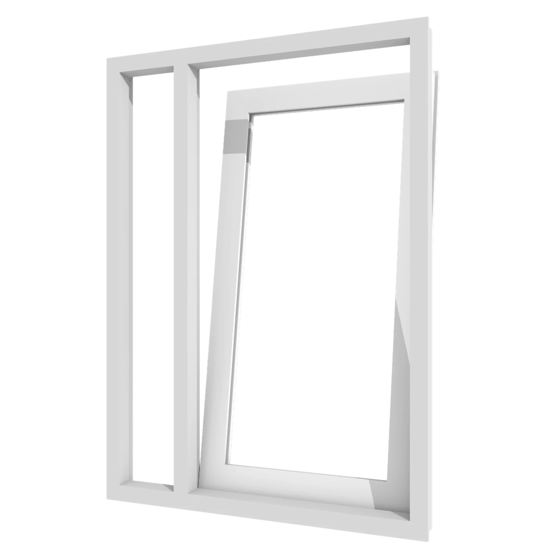 Draaikiepdeur en vast glas - kunststof