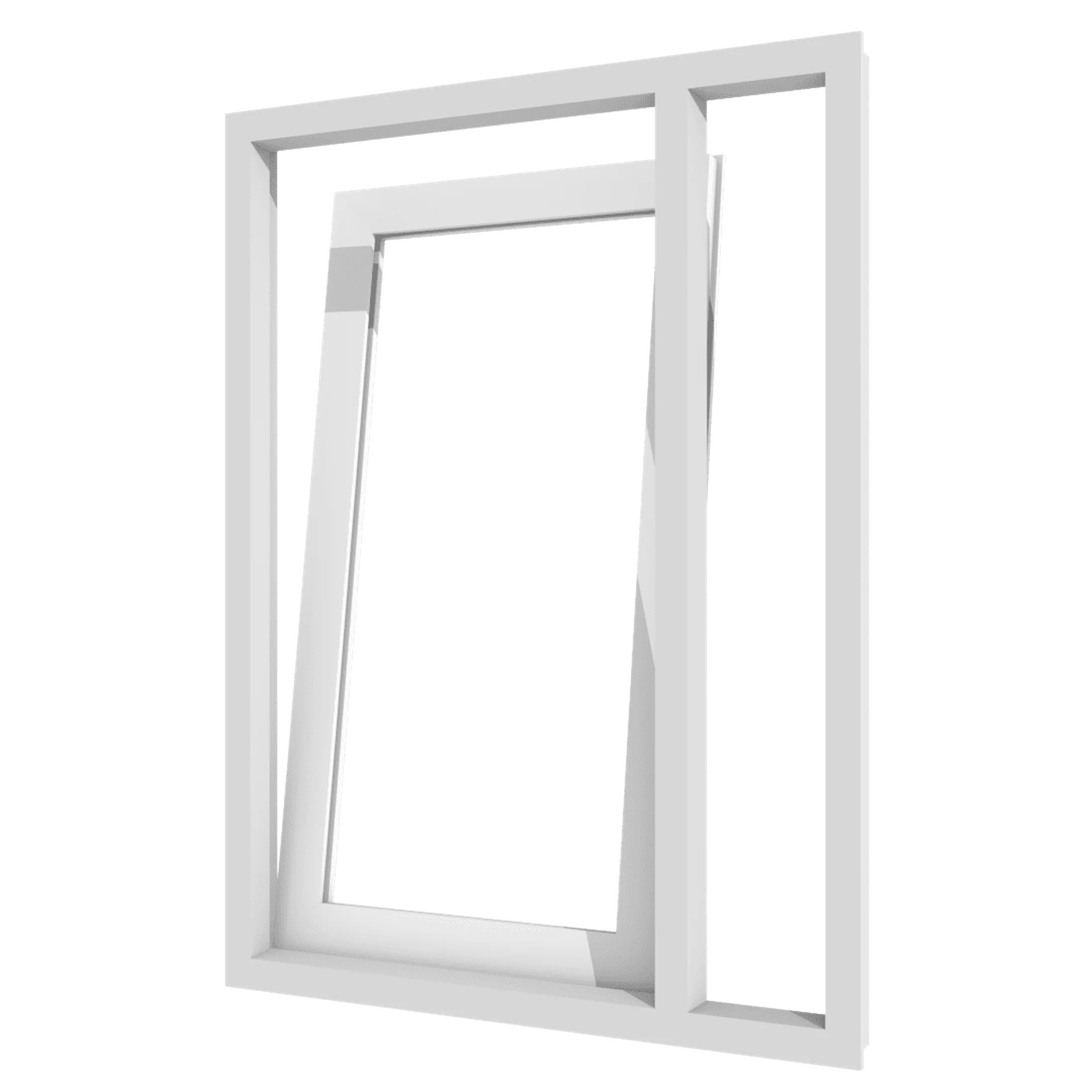 Draai kiepdeur links en vast glas 2 vakken - kunststof