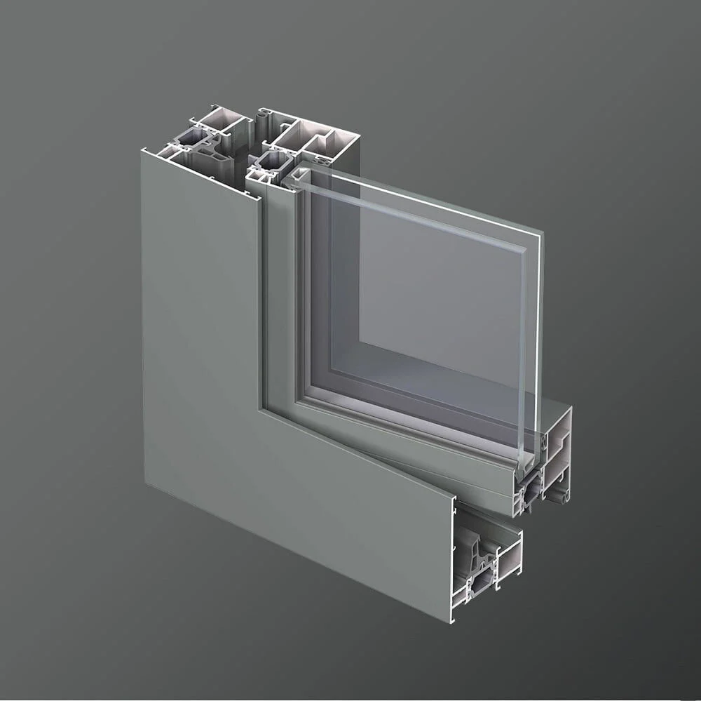 Detail van een aluminium CS86 kozijnprofiel met slanke lijnen, hoge isolatiewaarde en strakke afwerking – Toelevering Online