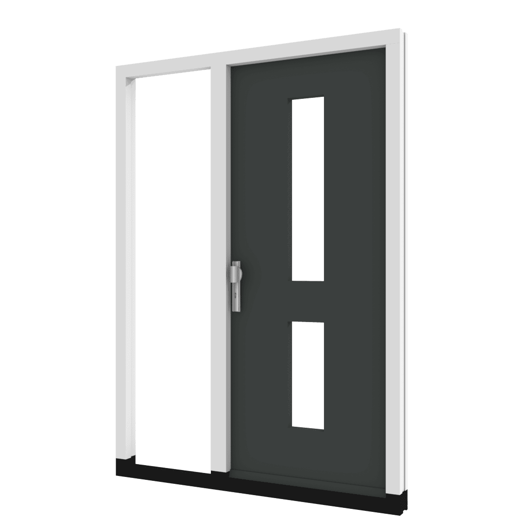 Houten voordeur TH04 met twee velden van glas met zijlicht aan linkerzijde