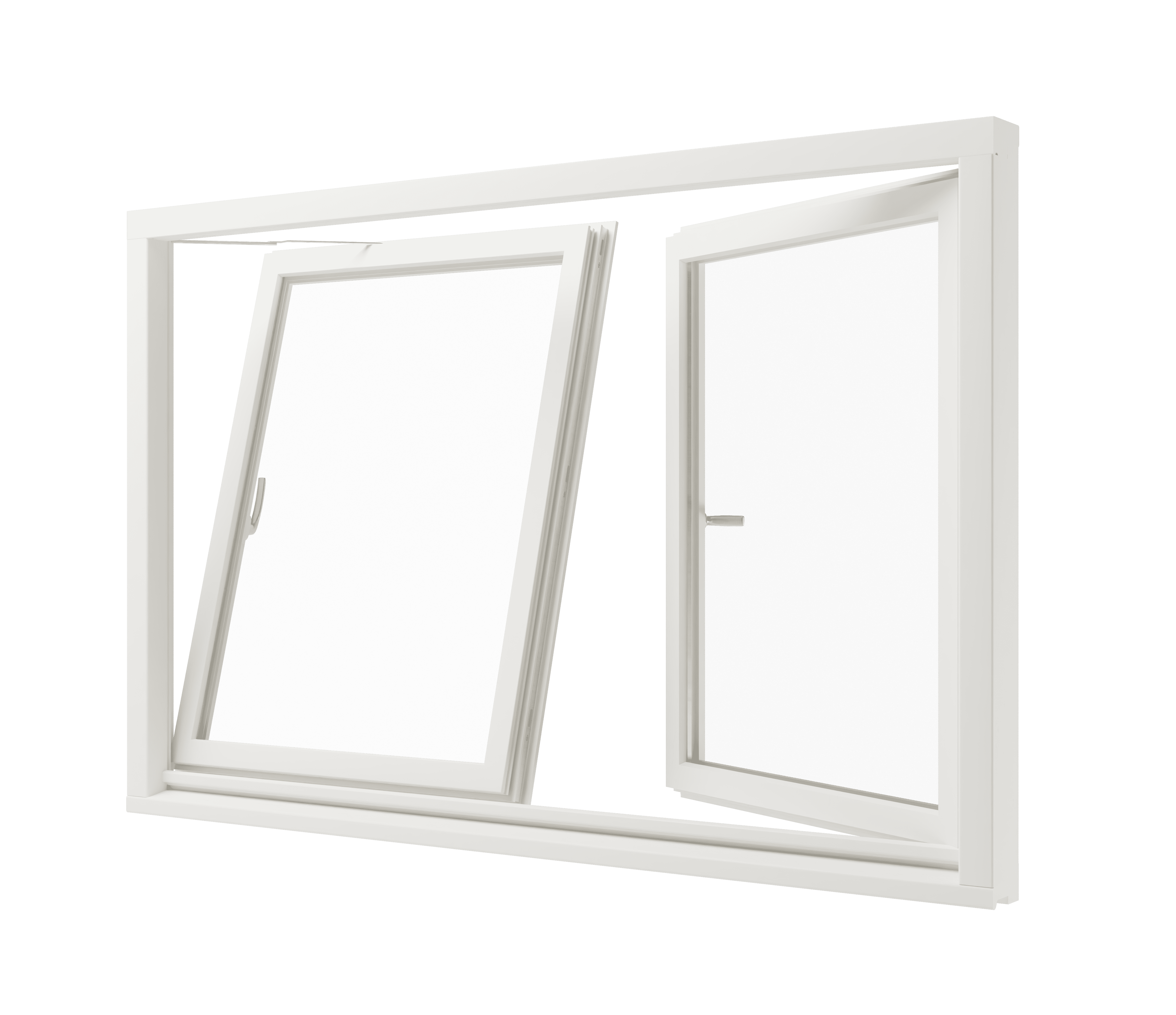 Draaikiepraan (stolp) en vast glas