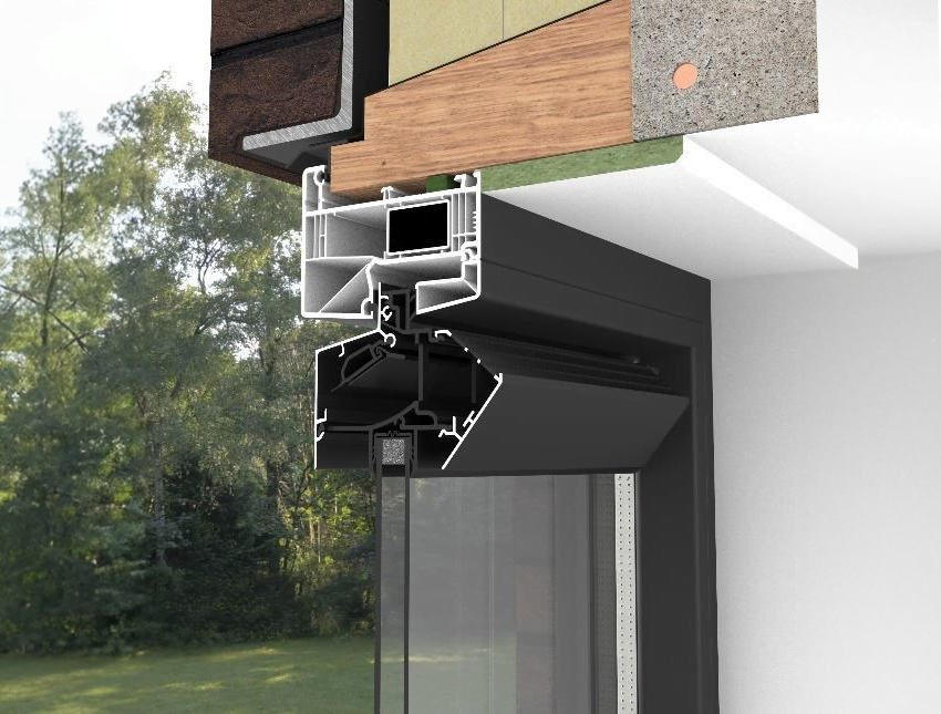 Binnenaanzicht van een Variavent ventilatierooster geïntegreerd in aluminium kozijnprofiel voor gecontroleerde ventilatie – Toelevering Online