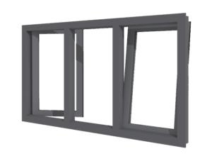 2 Draaikiepramen en vast glas | 3 vakken | Aluminium