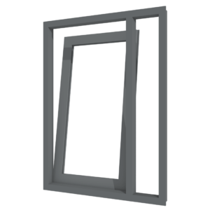 Draai-kiepdeur met zijlicht rechts – binnendraaiend | aluminium