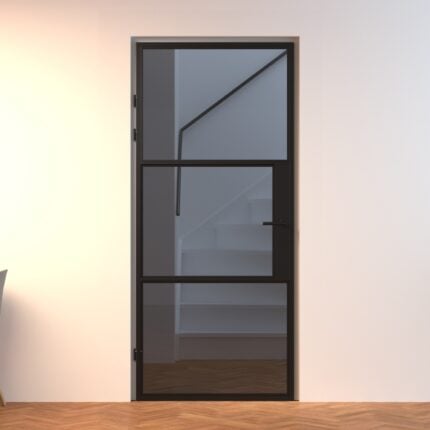 Aluminium binnendeur TBA01 zwart | rookglas